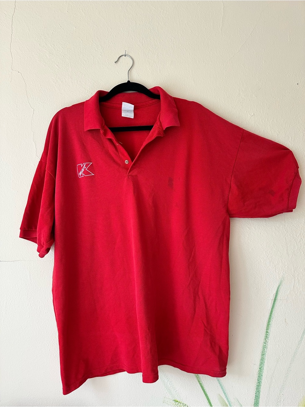 Vintage Kmart Employee Red Polo Shirt - K Embroidered XL